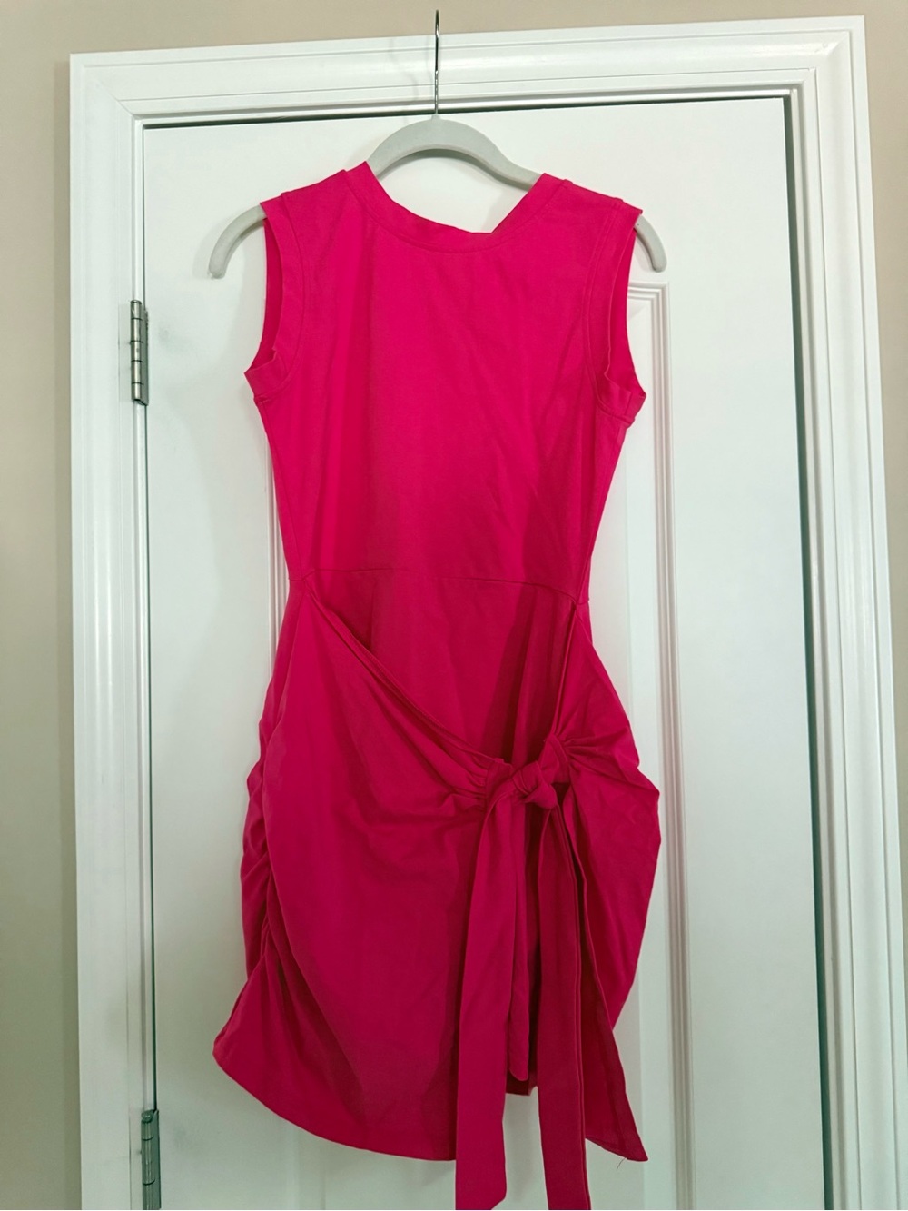 Sleeveless Hot Pink Tie-Waist Dress